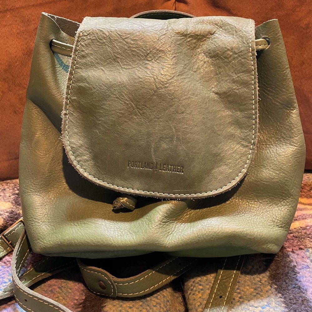 Portland leather goods bucket backpack